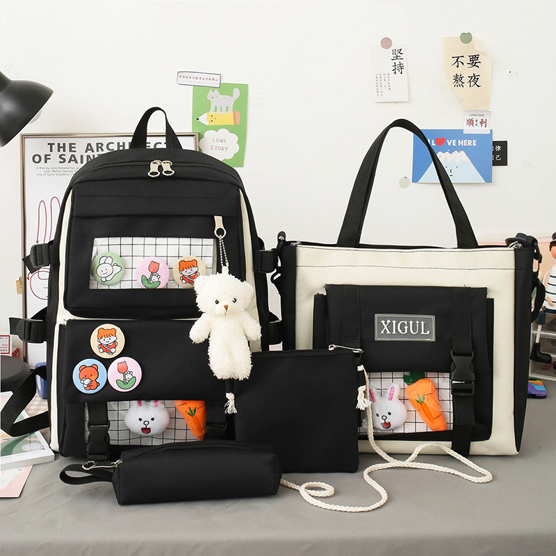 Backpack four-piece set Harajuku college style backpack backpack - Image 5