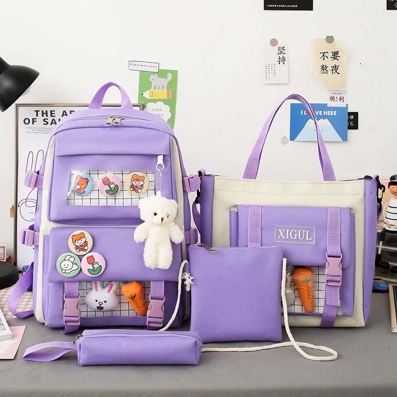 Backpack four-piece set Harajuku college style backpack backpack - Image 2
