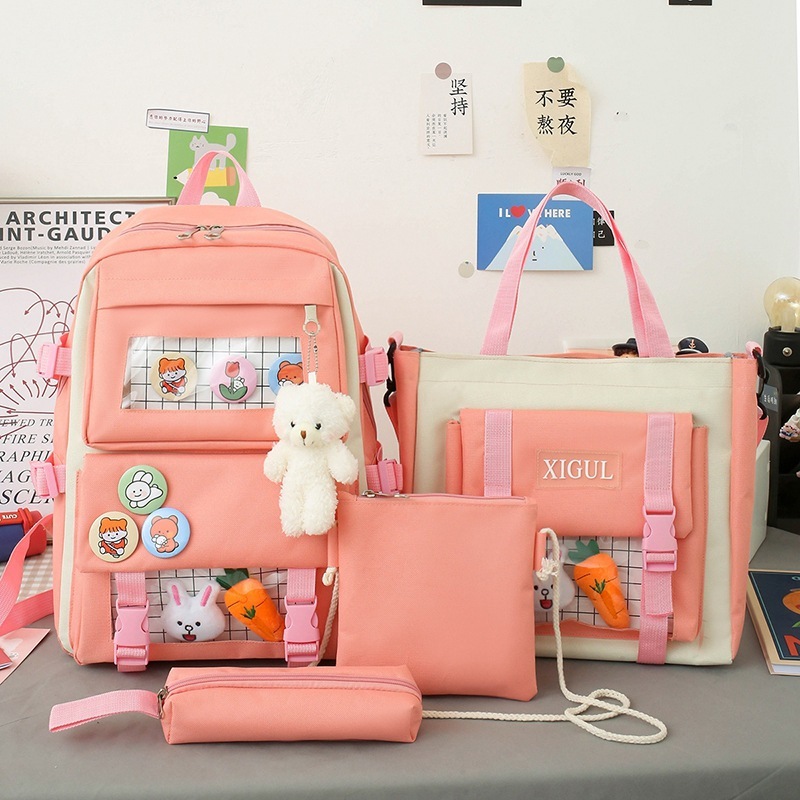 Backpack four-piece set Harajuku college style backpack backpack - Image 4