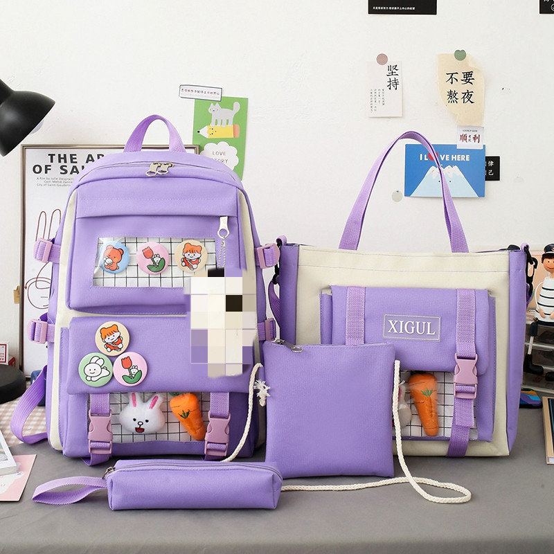 Backpack four-piece set Harajuku college style backpack backpack - Image 3
