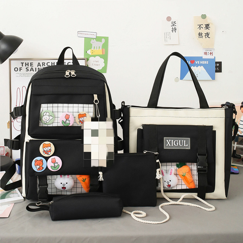 Backpack four-piece set Harajuku college style backpack backpack - Image 8