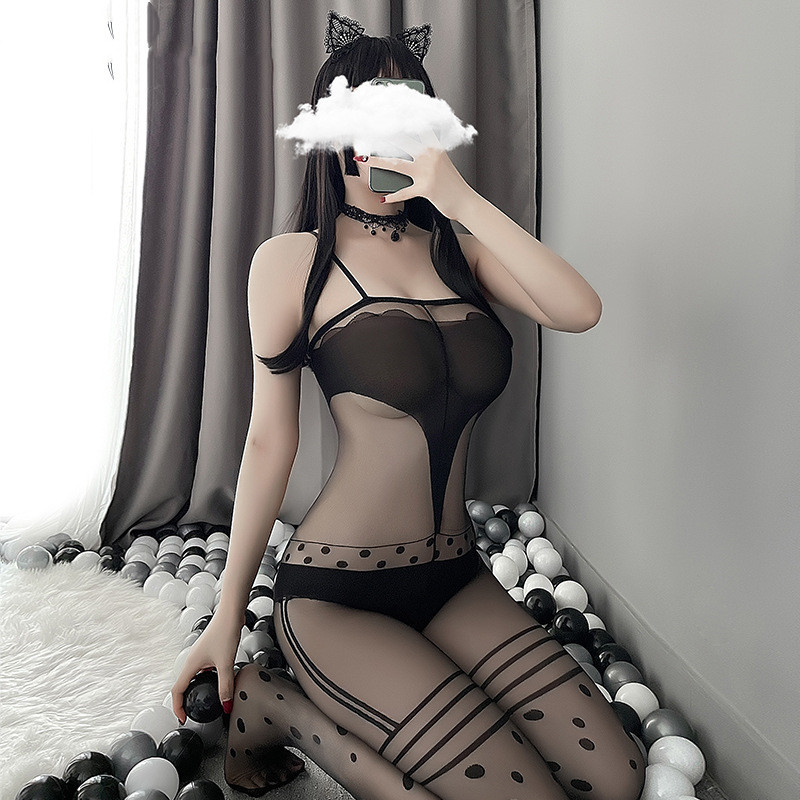 Lingerie See-through Hollow Mesh File Free Jumpsuit Stockings - Image 6